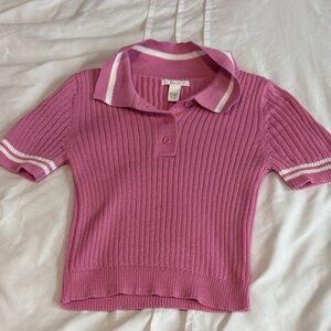 Pink Ribbed Crop Top